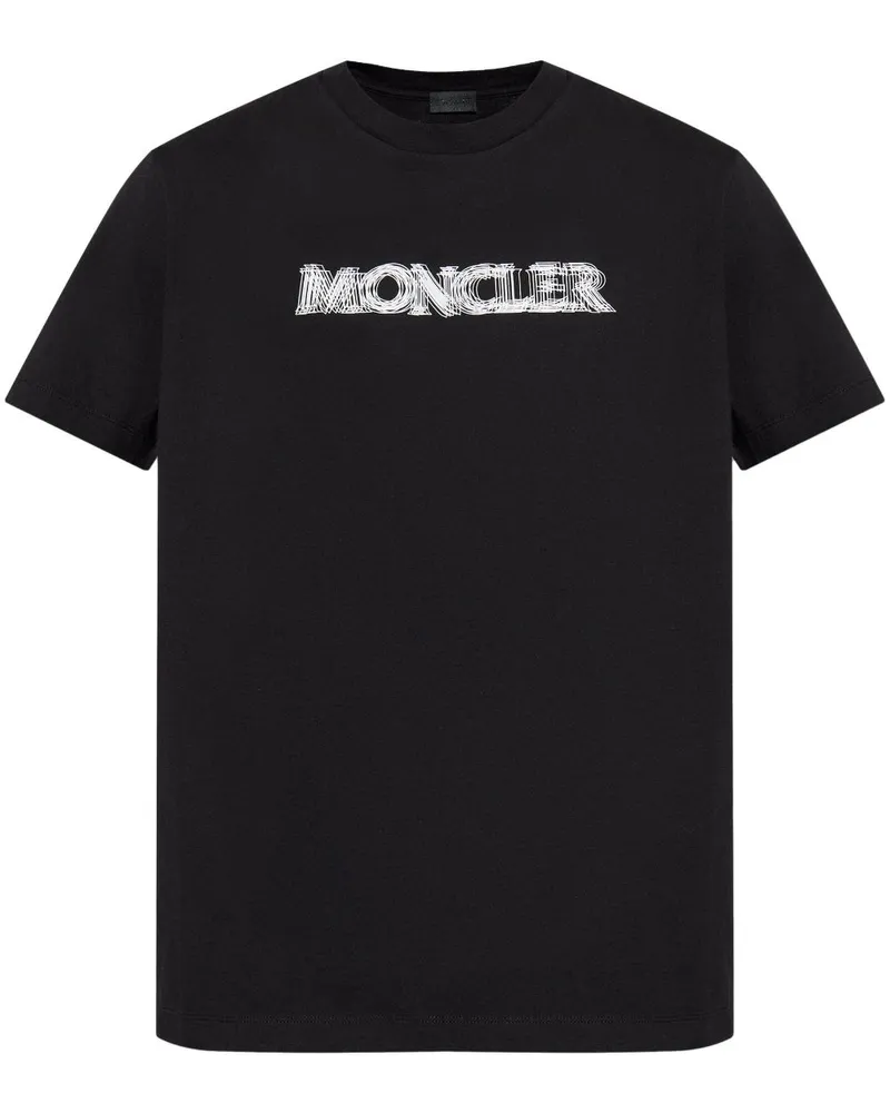 Moncler T-Shirt mit verschwommenem Logo - Schwarz Schwarz