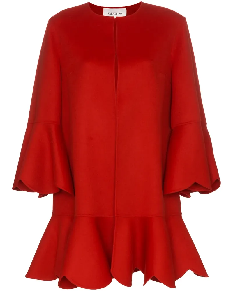 Valentino Garavani Kragenloser Mantel mit Volants - Rot Rot