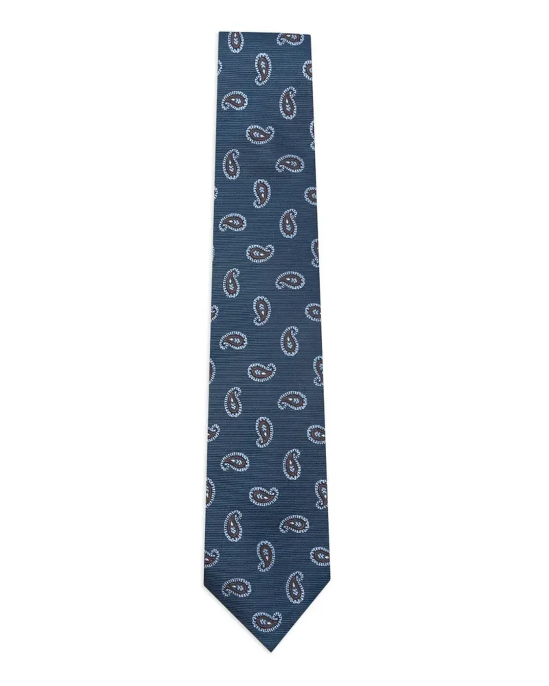 BARBA Krawatte mit Paisleymuster - Blau Blau