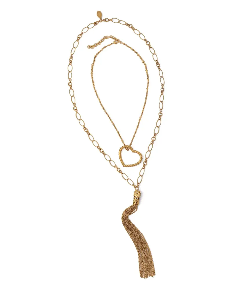 Twin-Set heart-pendant double necklace - Gold Gold
