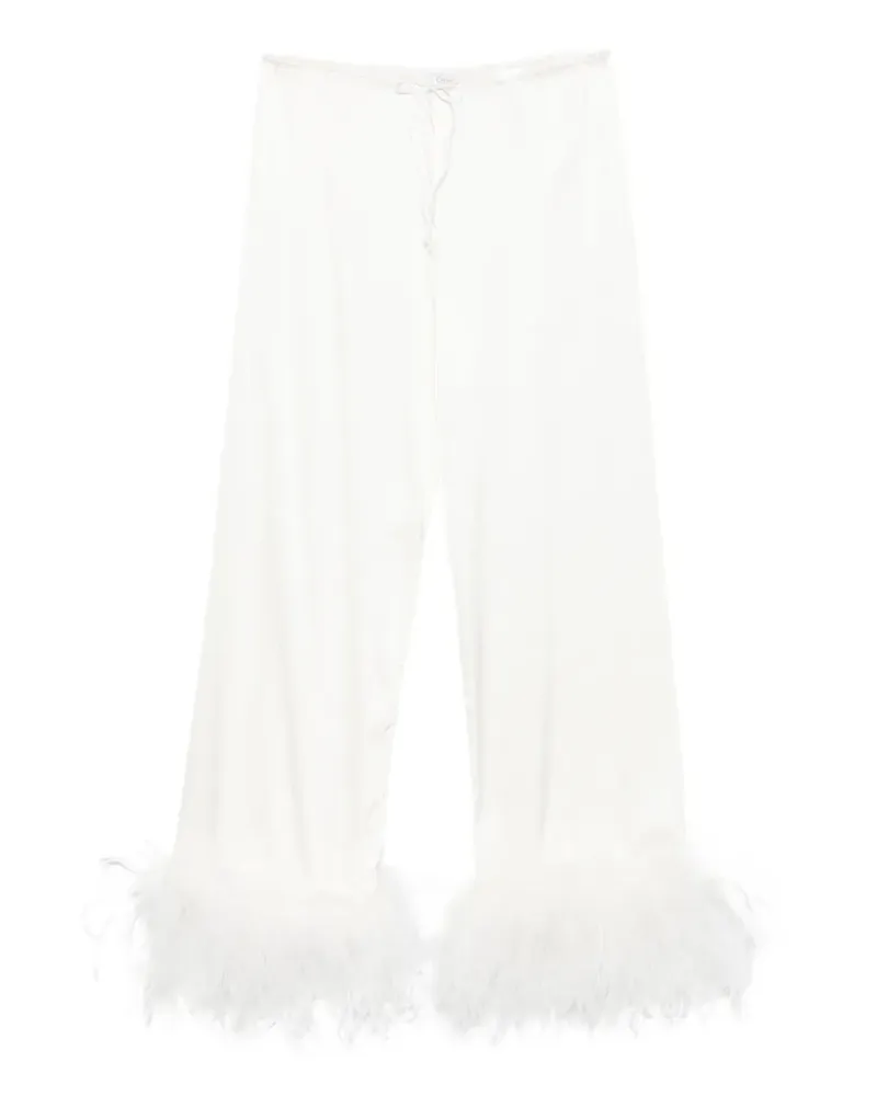 Oséree feather-trim drawstring trousers - Weiß Weiß