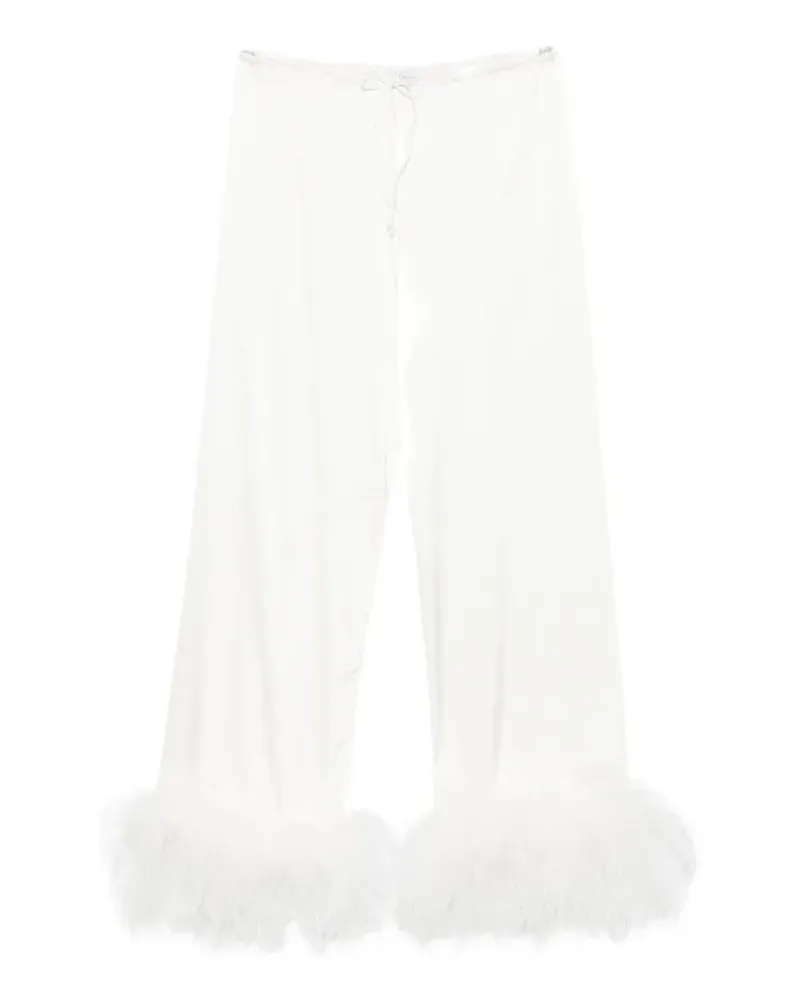 Oséree feather-trim drawstring trousers - Weiß Weiß