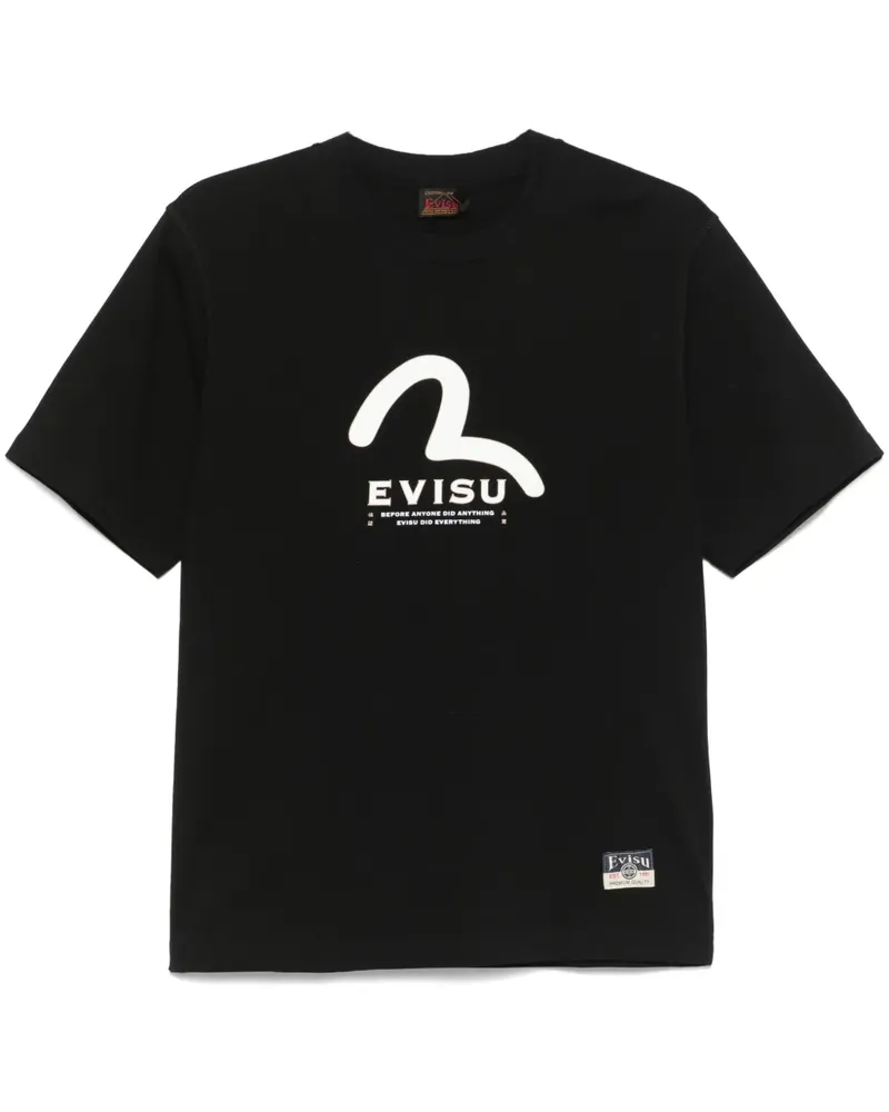 Evisu T-Shirt mit Logo-Print - Schwarz Schwarz