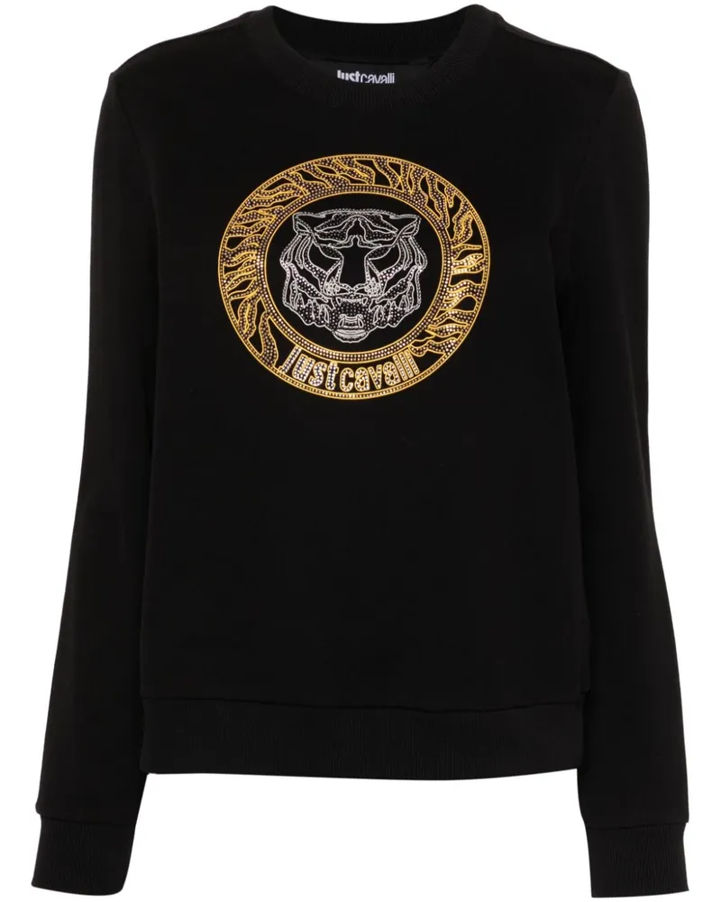 Just Cavalli Sweatshirt mit Tigerkopf - Schwarz Schwarz