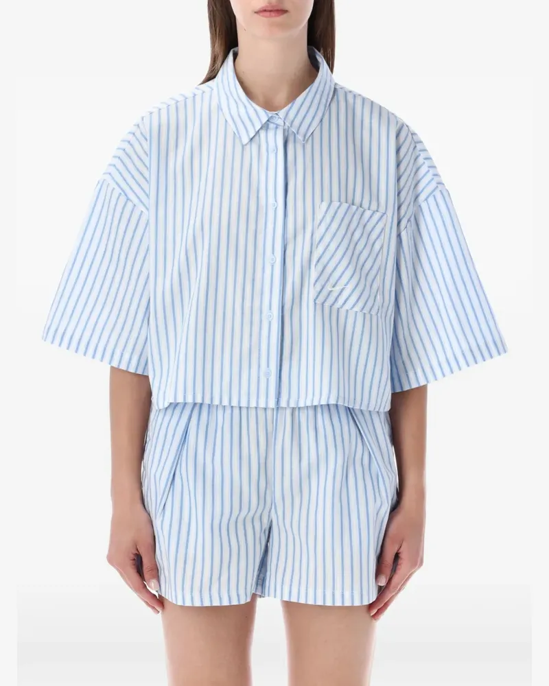 Nike Gestreiftes Chill Cropped-Hemd aus Popeline - Blau Blau