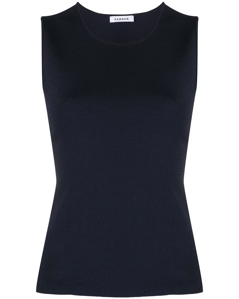 P.A.R.O.S.H. Top mit rundem Ausschnitt - Blau Blau