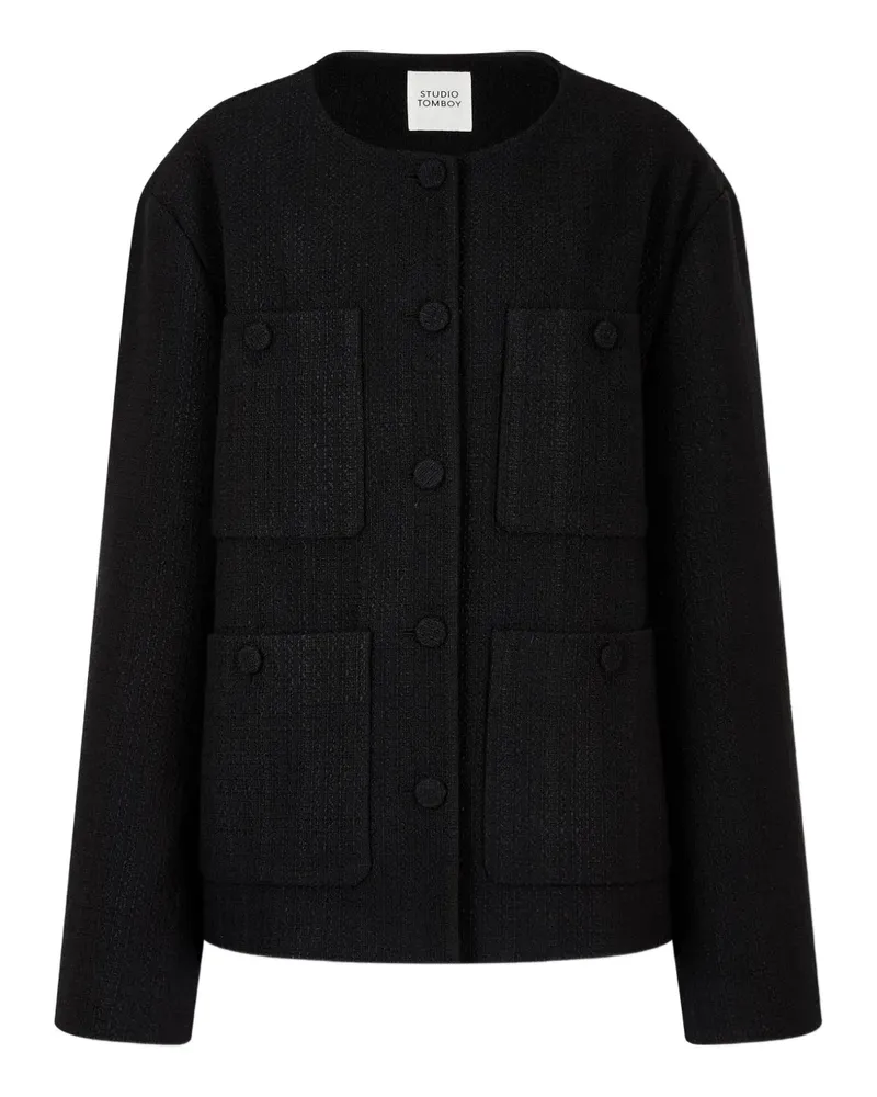 STUDIO TOMBOY Tweed-Jacke mit Taschen - Schwarz Schwarz