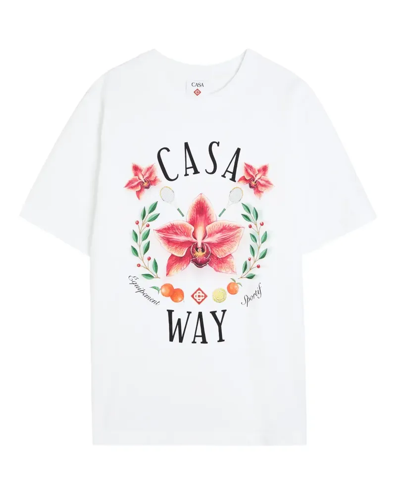 Casablanca Paris Casa Way T-Shirt mit Blumen-Print - Weiß Weiß
