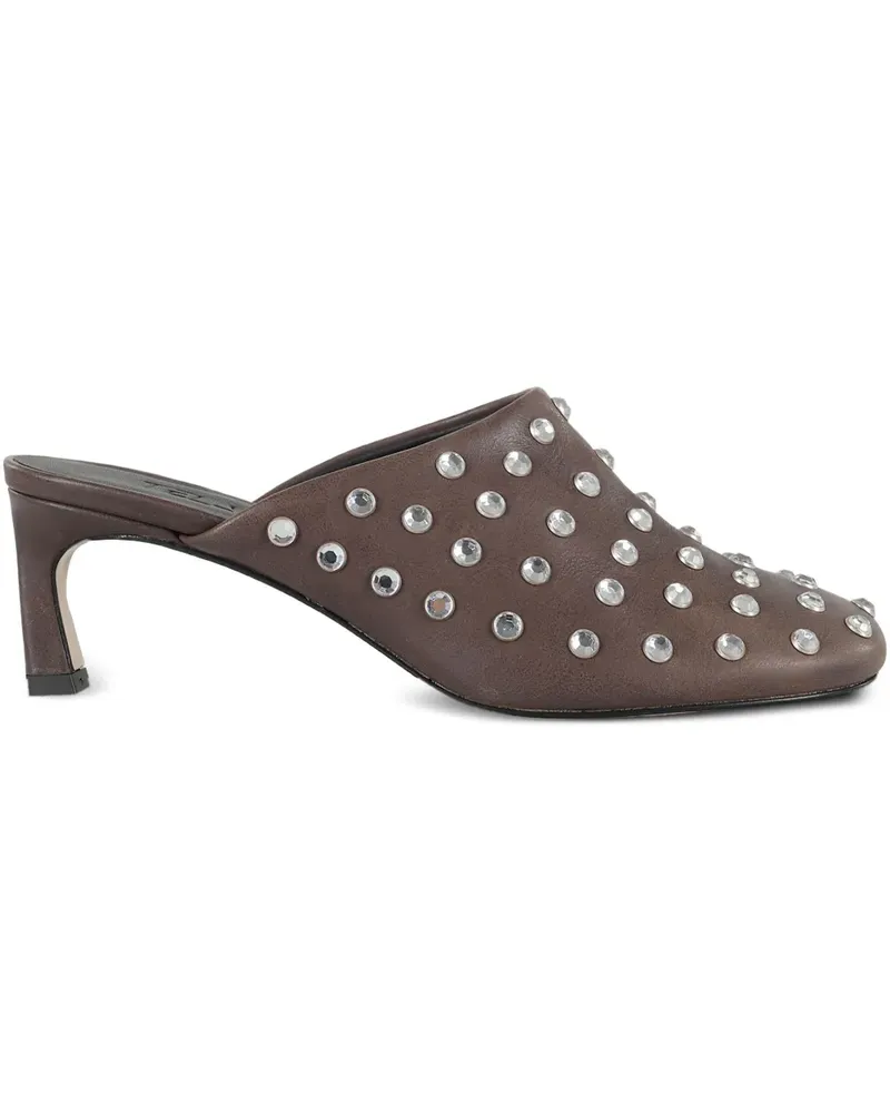 TELA Mules mit Kristallverzierung 50mm - Braun Braun
