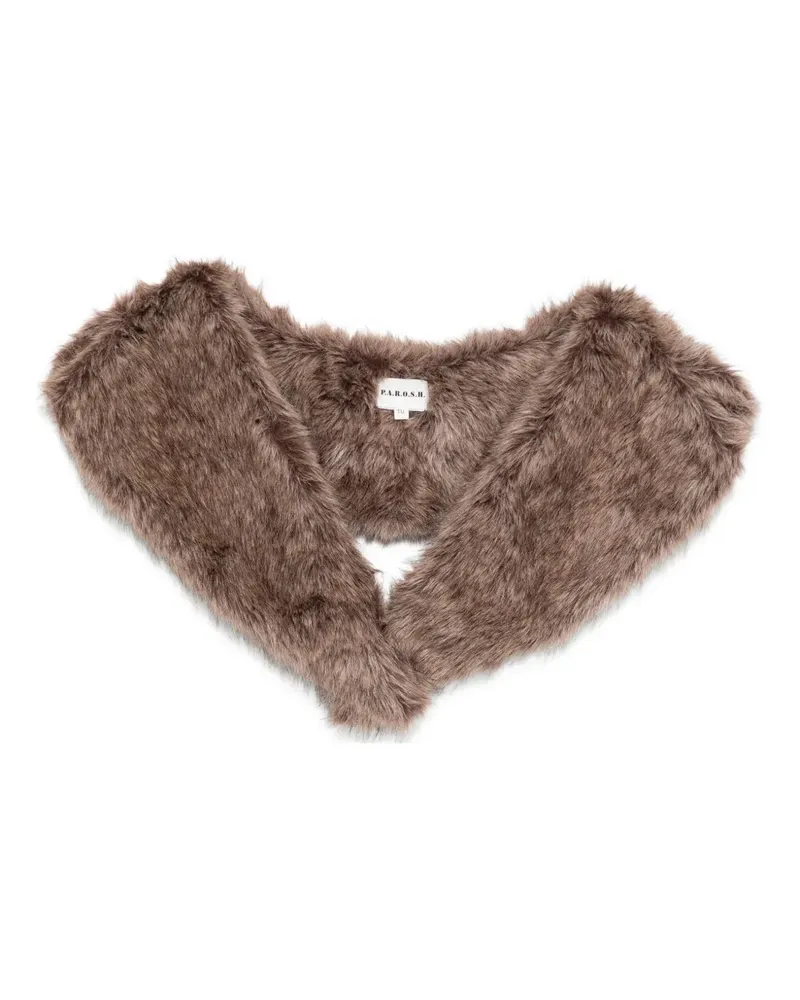 P.A.R.O.S.H. Schal mit Kragen aus Faux Fur - Braun Braun