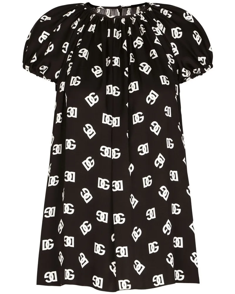Dolce & Gabbana Seidenbluse mit Logo-Print - Schwarz Schwarz