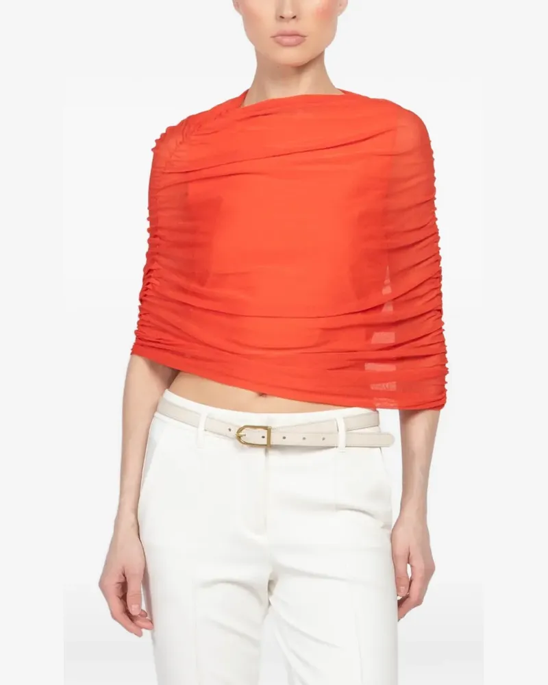 Brandon Maxwell ruched-detail top - Orange Orange