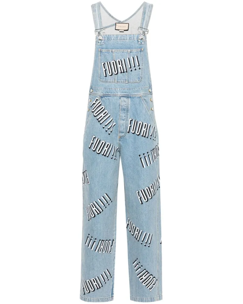 Gucci Jeans-Overall mit "Fuori"-Schriftzug - Blau Blau