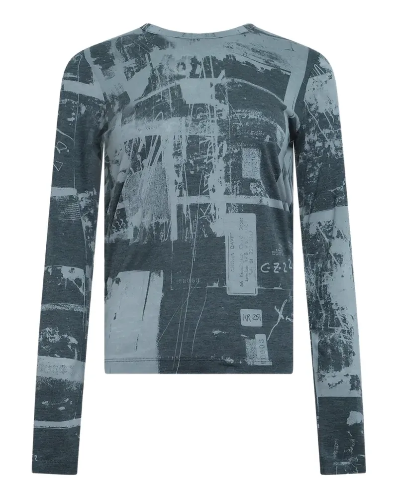 Yohji Yamamoto Desolate City-print long-sleeve T-shirt - Grau Grau