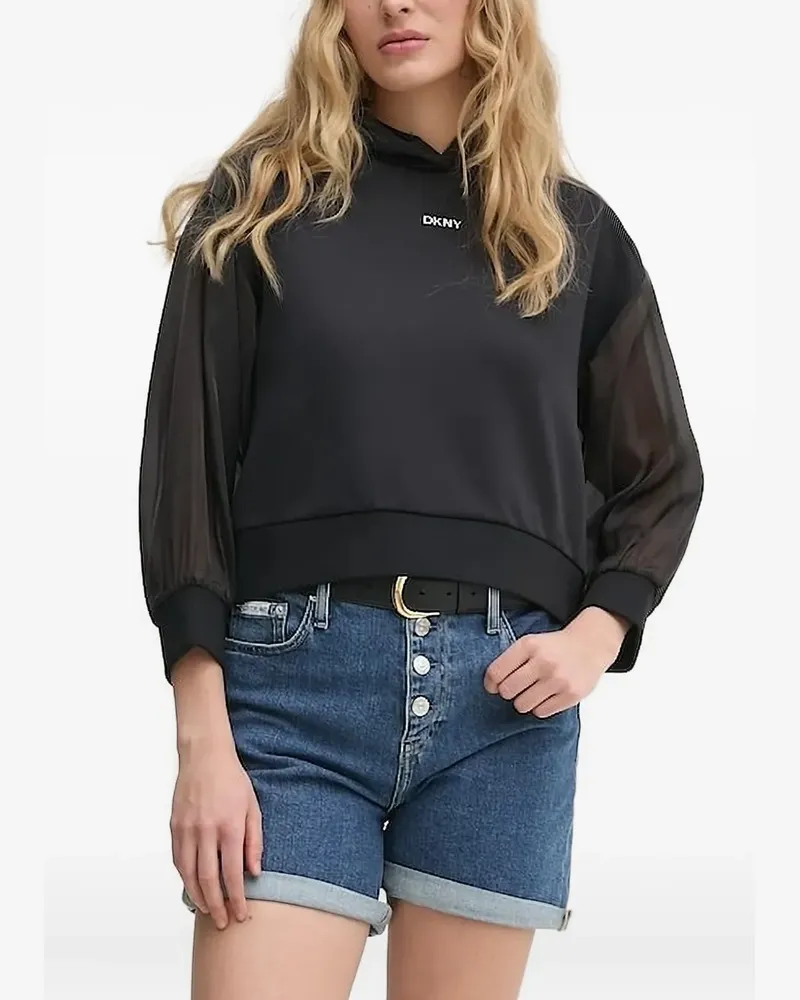 DKNY Semi-transparentes Kapuzenoberteil - Schwarz Schwarz