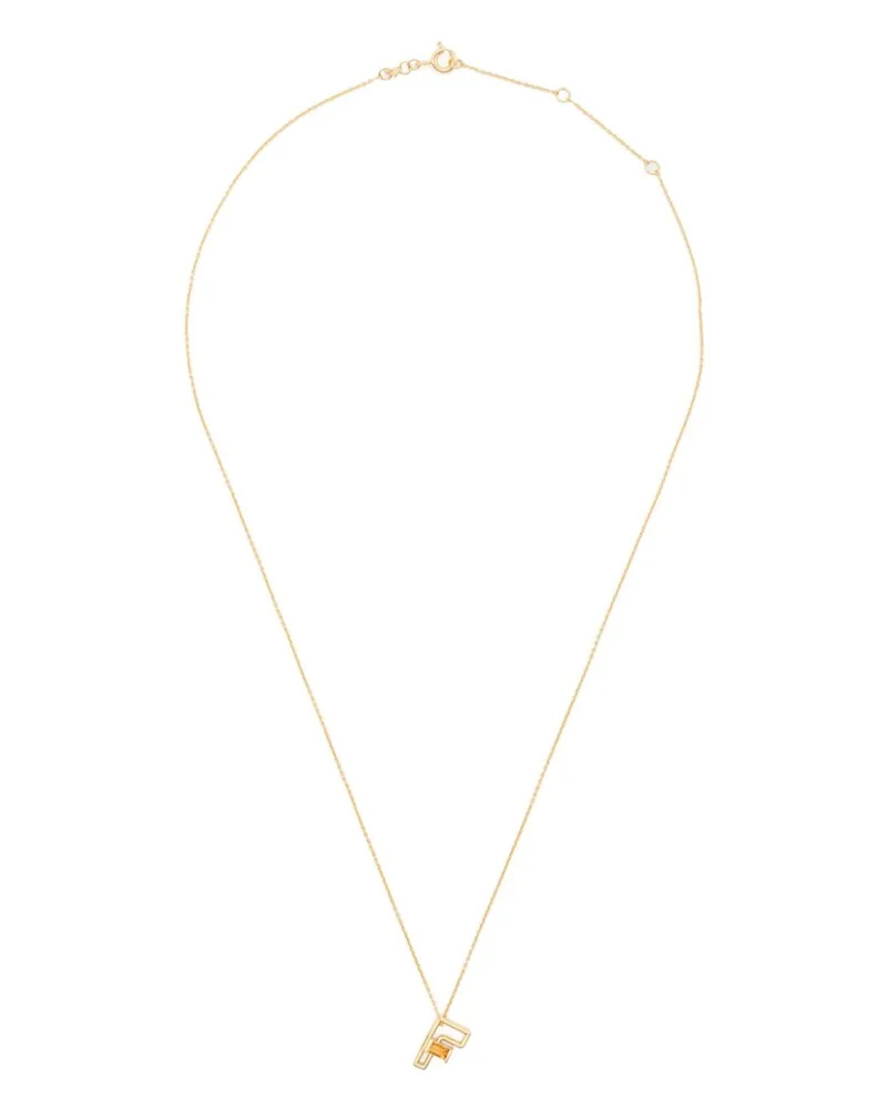Aliita 9kt Letra F Gelbgoldhalskette mit Zitrin Gold