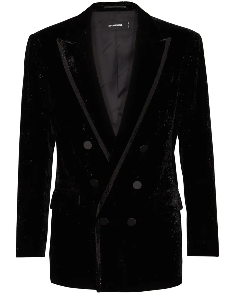 Dsquared2 Doppelreihiges Sakko aus Samt - Schwarz Schwarz