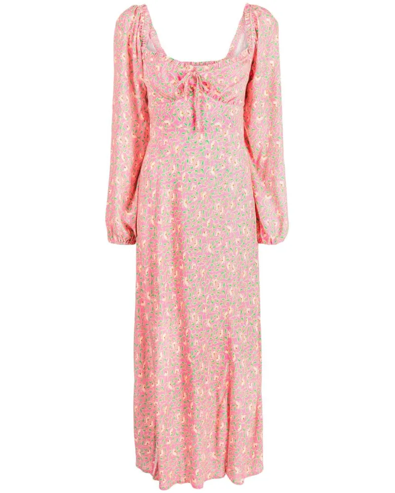 RIXO Midikleid mit Blumen-Print - Rosa Rosa