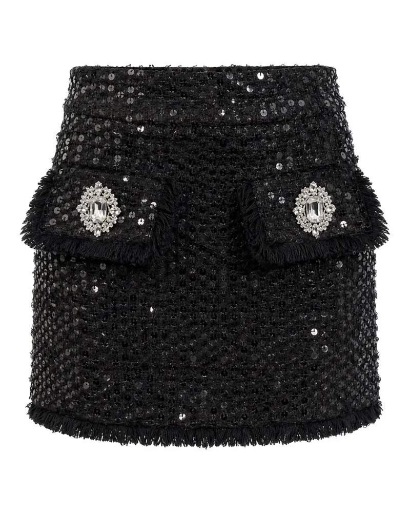 Philipp Plein Tweed-Minirock mit Pailletten - Schwarz Schwarz