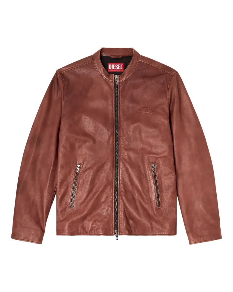 Diesel L-Tad-Bkbx leather jacket - Braun Braun