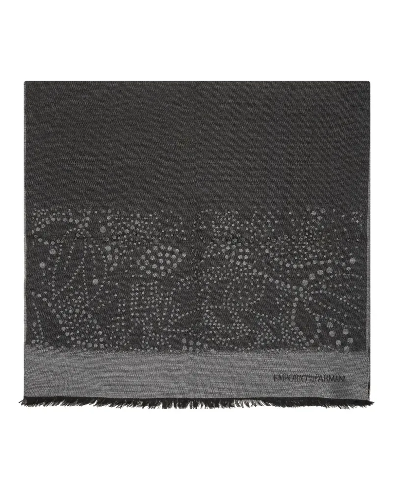 Emporio Armani Ausgefranster Schal mit Jacquardmuster - Schwarz Schwarz