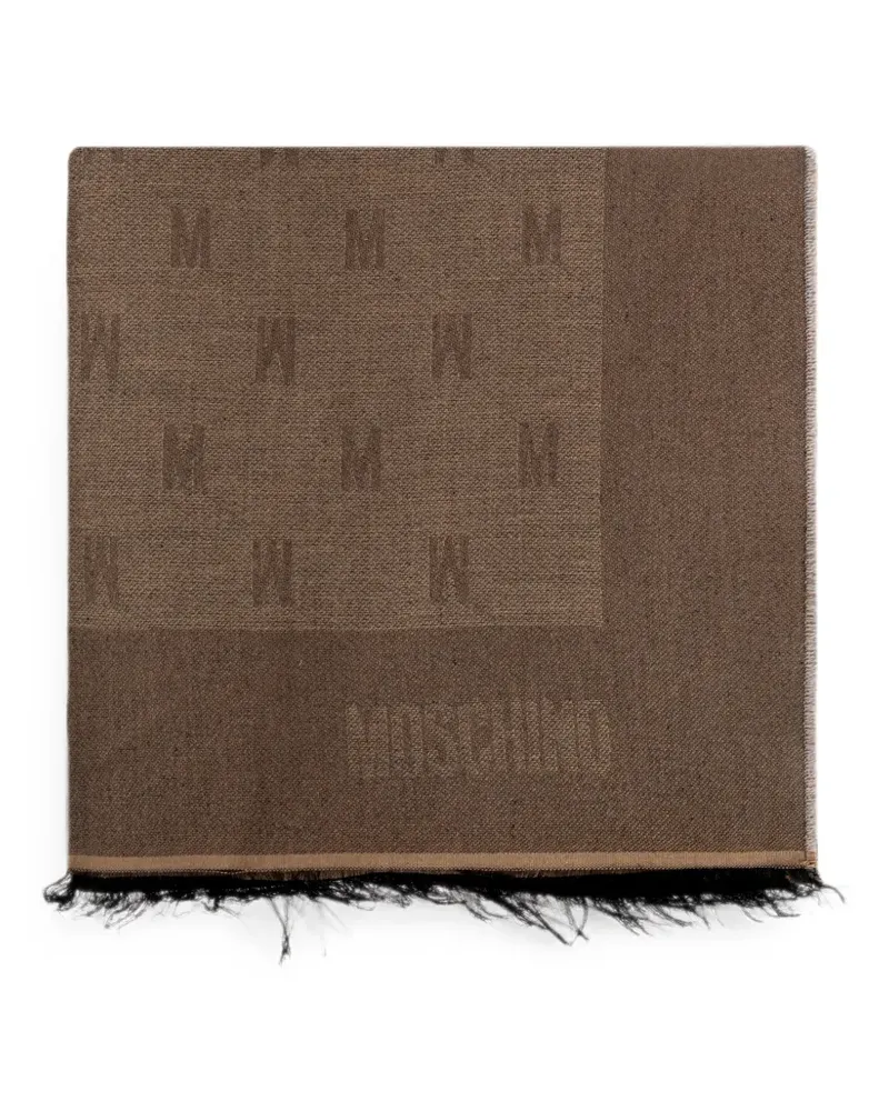 Moschino monogram frayed-edge scarf - Braun Braun