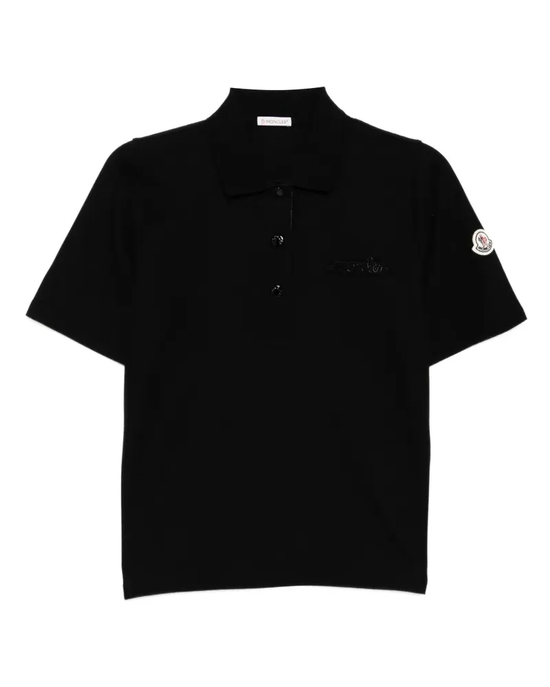 Moncler Poloshirt mit Logo-Stickerei - Schwarz Schwarz