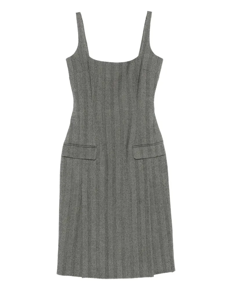 Ferragamo Gestreiftes Midikleid mit Falten - Grau Grau