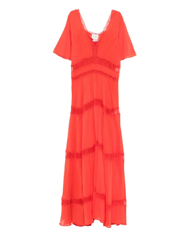 forte_forte Maxikleid mit V-Ausschnitt - Rot Rot