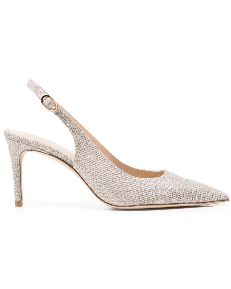 Stuart Weitzman Slingback-Pumps mit Lurex-Detail 80mm - Silber Silber