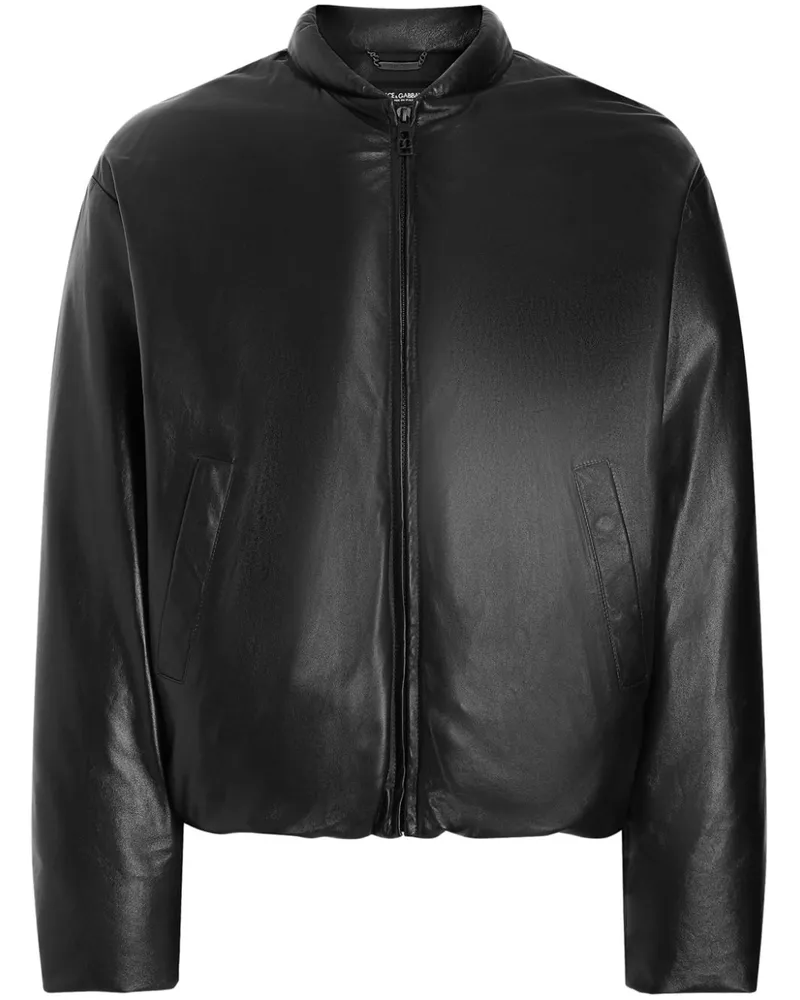 Dolce & Gabbana Klassische Lederjacke - Schwarz Schwarz