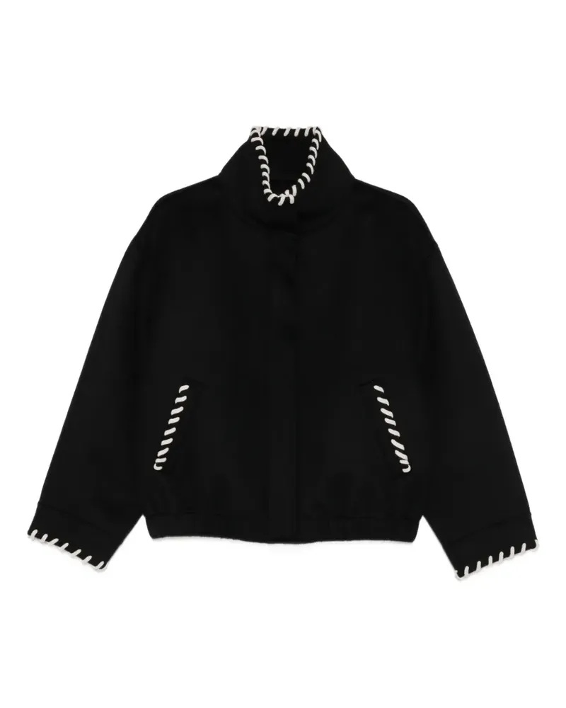 Sandro Stehkragen-Jacke mit Ziernähten - Schwarz Schwarz