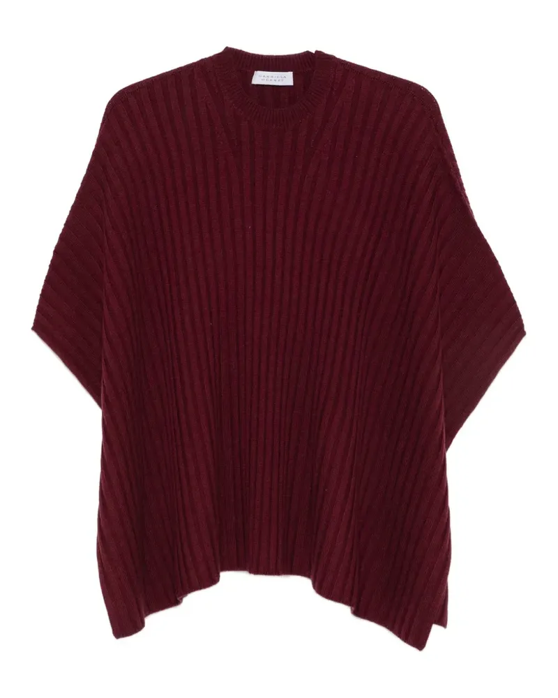Gabriela Hearst Baron Poncho aus geripptem Strick - Rot Rot