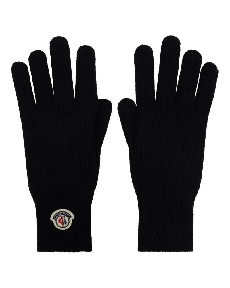 Moncler logo-patch gloves - Schwarz Schwarz