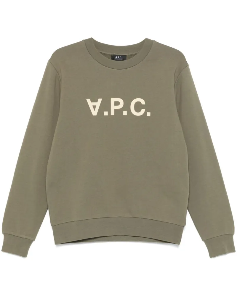 A.P.C. Sweatshirt mit beflocktem Logo - Grün Grün