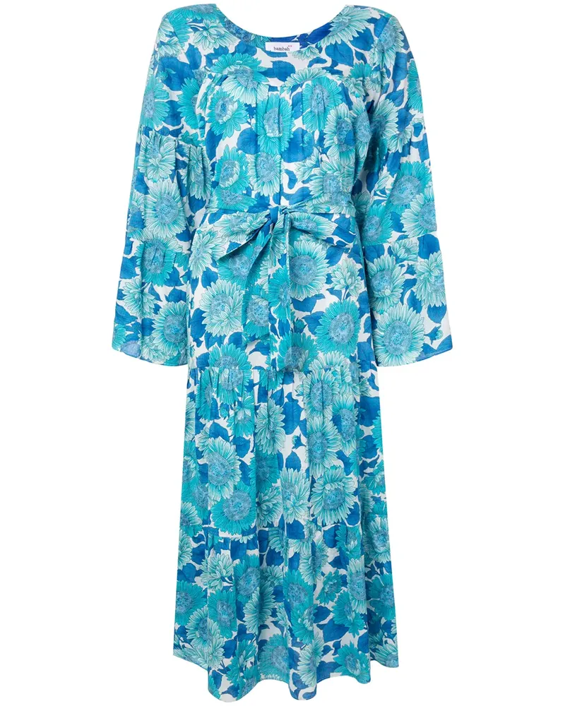 Bambah Kaftan mit Sonnenblumen-Print - Blau Blau