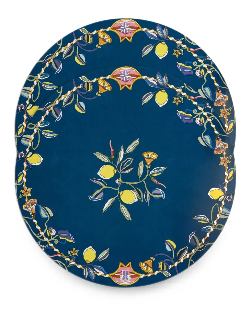 La DoubleJ Tischsets mit Blumenprint (2er-Set) - Blau Blau