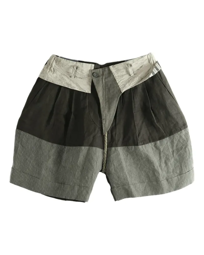 Ziggy Chen panelled linen shorts - Grün Grün