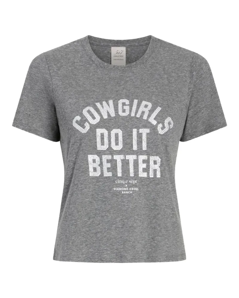 Cinq à Sept Kurzärmeliges Heatset Cowgirls T-Shirt - Grau Grau