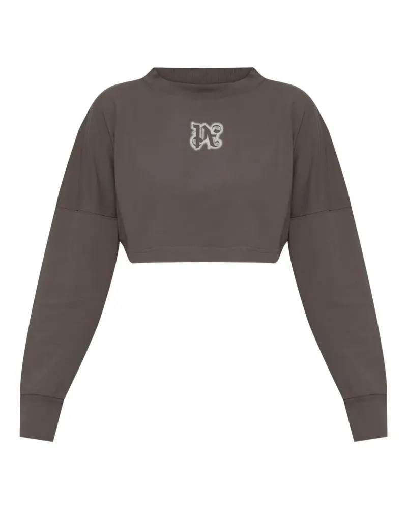 Palm Angels logo-print cropped sweatshirt - Grau Grau