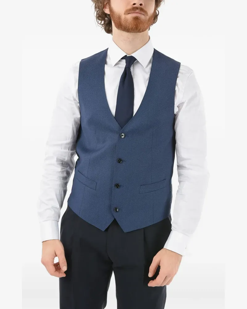 Corneliani Einreihige Weste mit Logo - Blau Blau