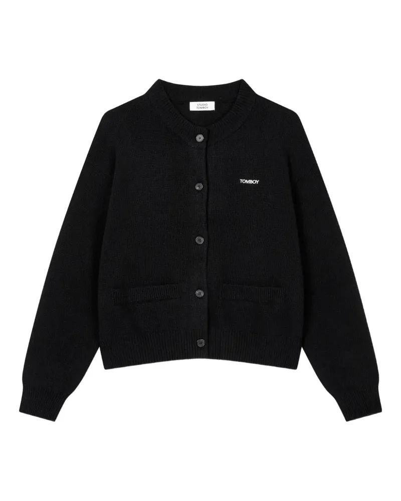 STUDIO TOMBOY logo-embroidered button-front cardigan - Schwarz Schwarz