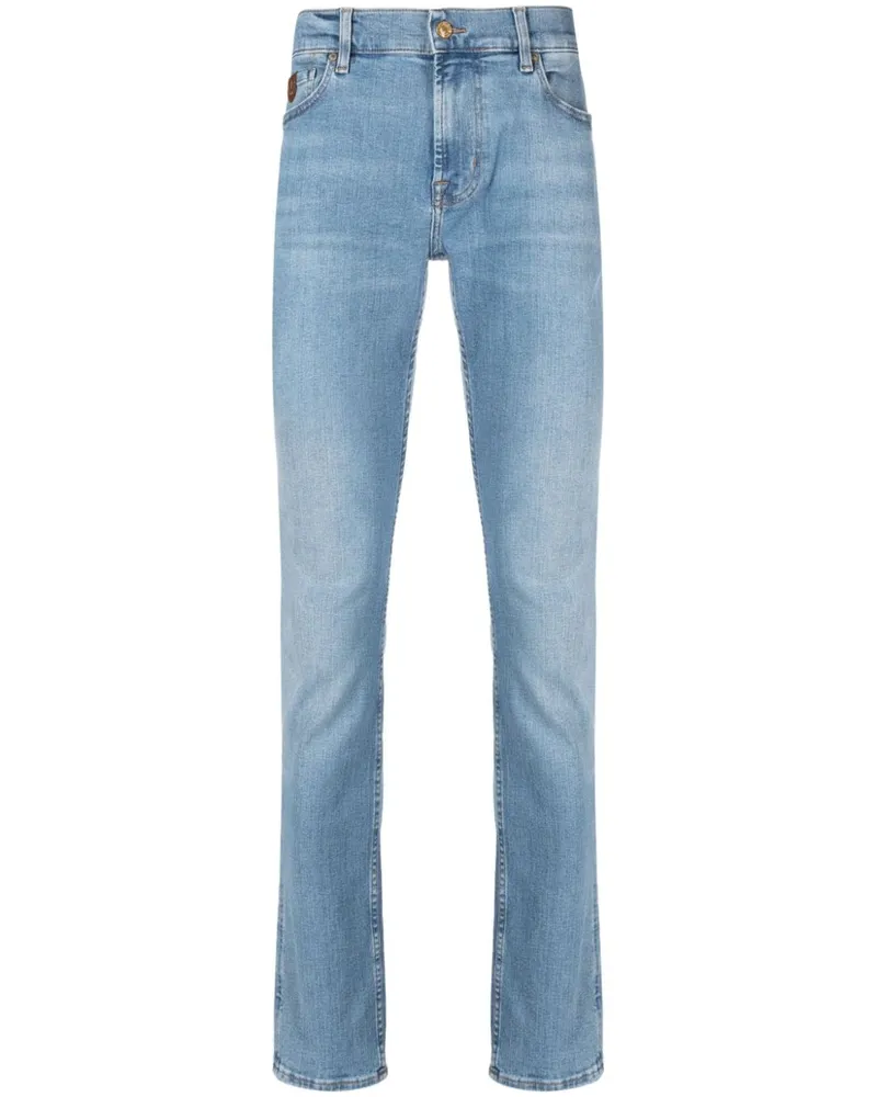 7 for all mankind Slim-Fit-Jeans mit Tragefalten - Blau Blau