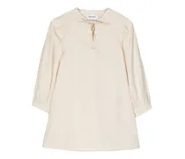 Seidenbluse mit Schleifenkragen - Nude