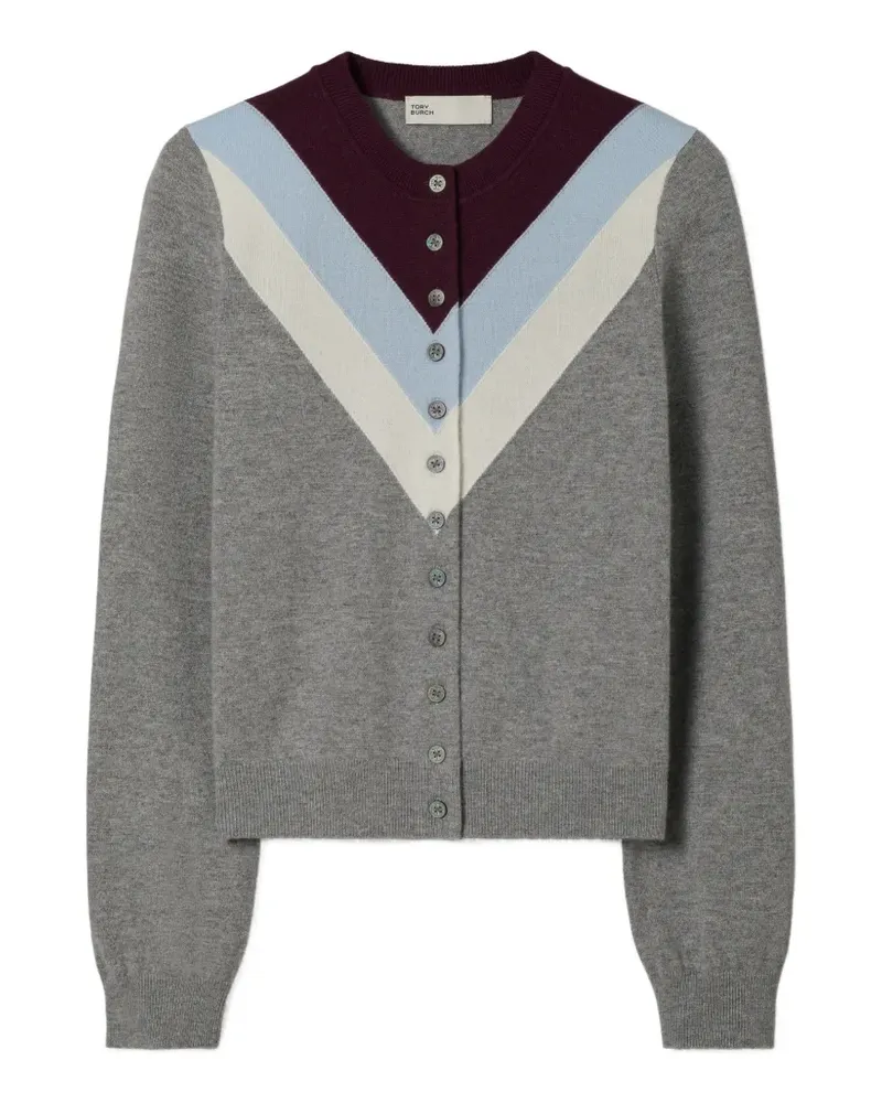 Tory Burch Wollcardigan mit Zickzackmuster - Grau Grau