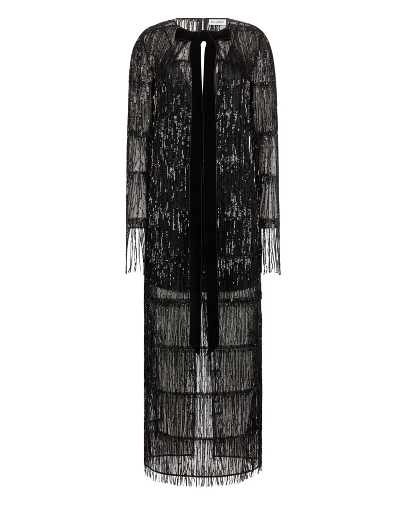 Nina Ricci Maxikleid mit Pailletten - Schwarz Schwarz