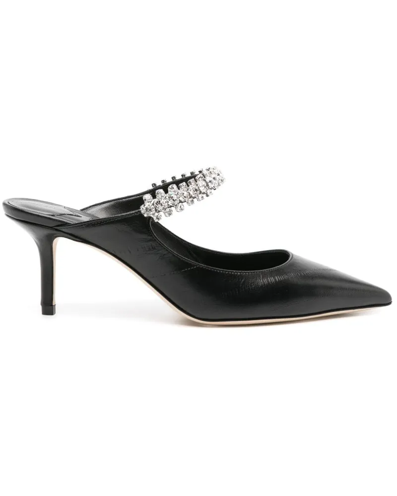 Jimmy Choo Bing Mules mit Kristallen 70mm Schwarz