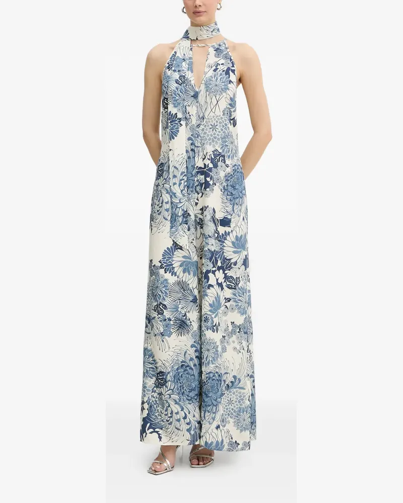Guess floral-print halterneck maxi dress - Blau Blau