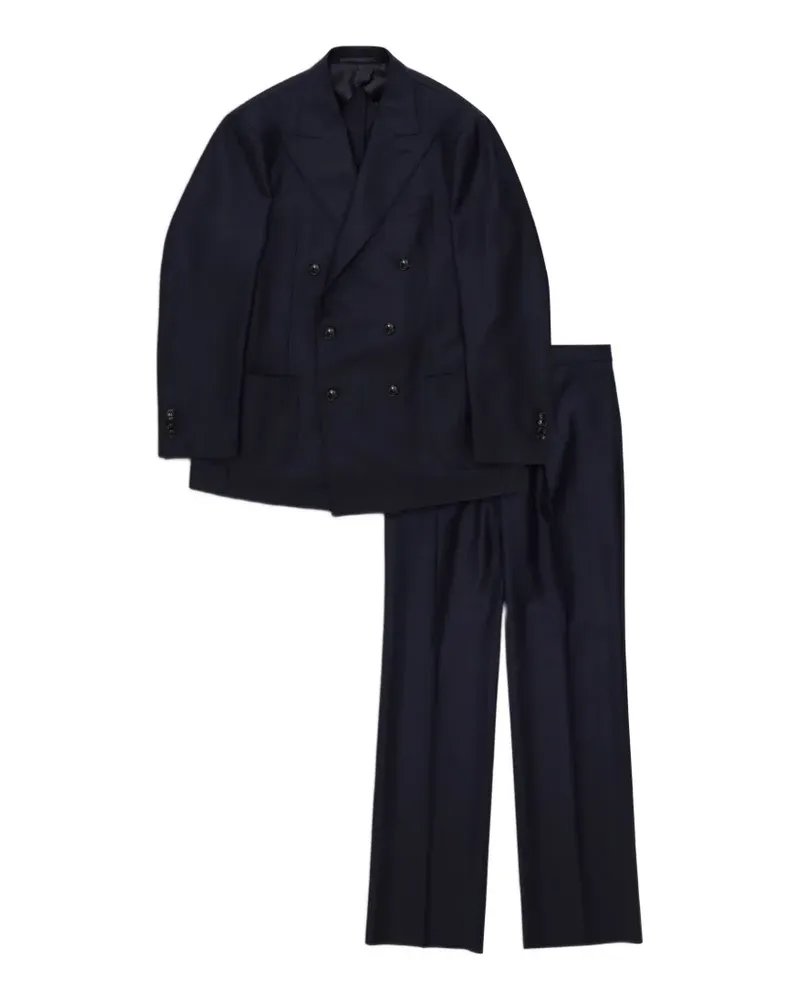 Fortela Totò double-breasted flannel suit (set of two) - Blau Blau