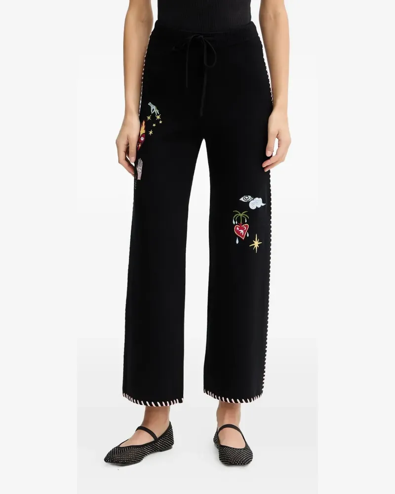 Never Fully Dressed embroidered track pants - Schwarz Schwarz
